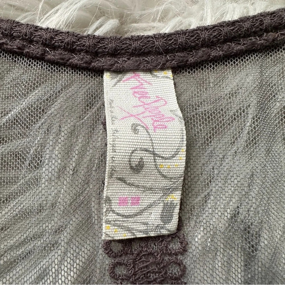 FREE PEOPLE Bon Bon Lace Back Waffle Knit Thermal Top Size Medium - Picture 6 of 7